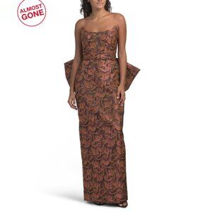 AMSALE multi Bow Back Jacquard Gown
